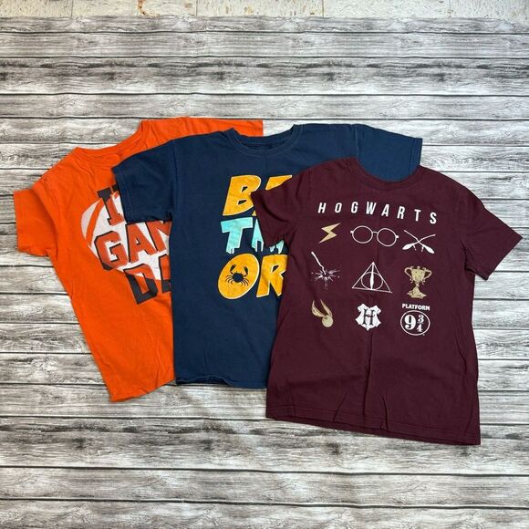 Lot of 3 Boys Youth Kids Multicolored Short Sleeve T Tee Shirts L LG Large 10 12 - Picture 1 of 7